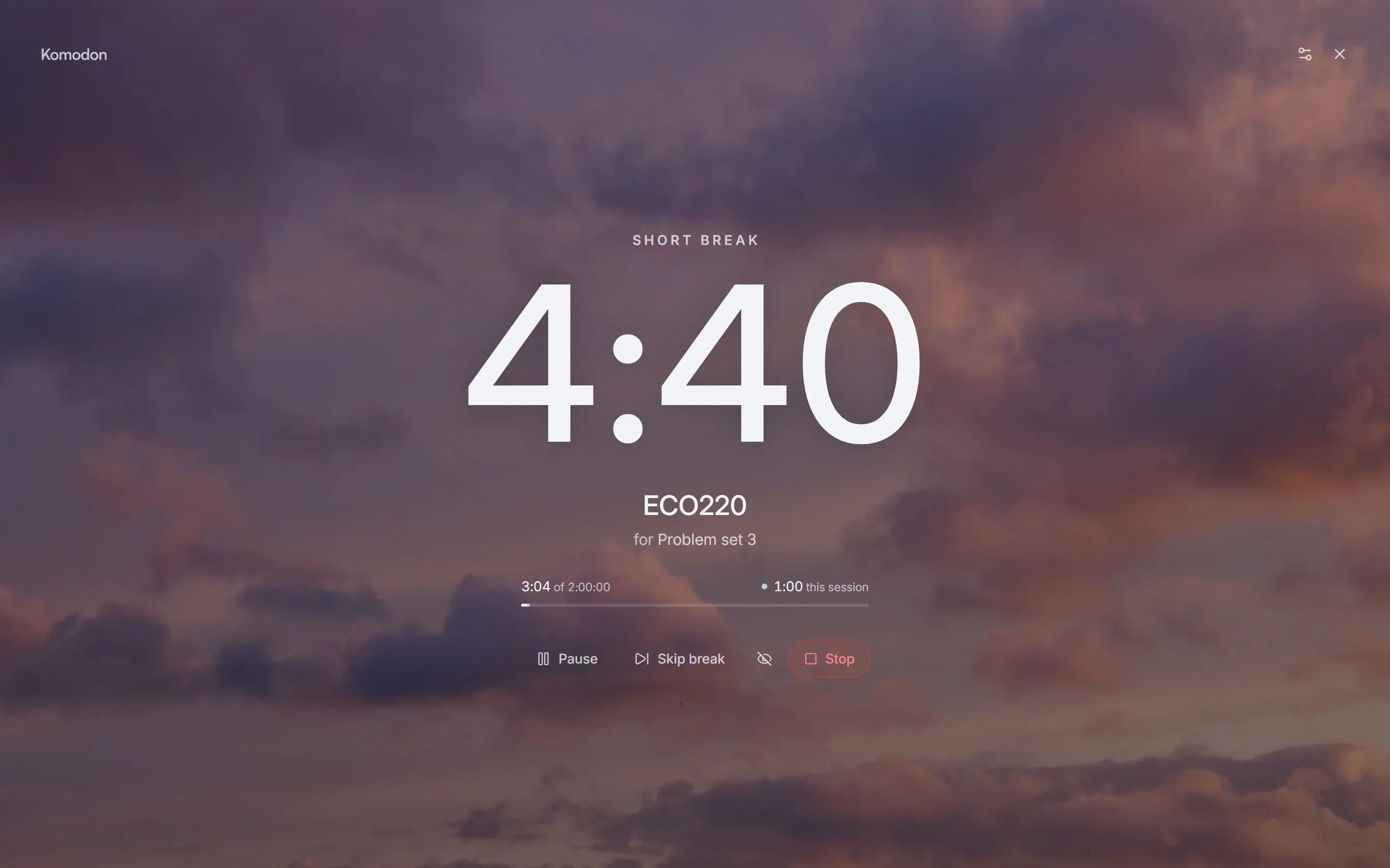 The focus screen on a short break