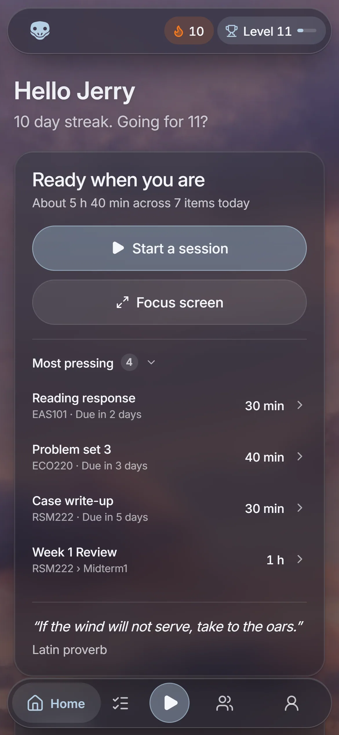 The Komodon dashboard on a phone